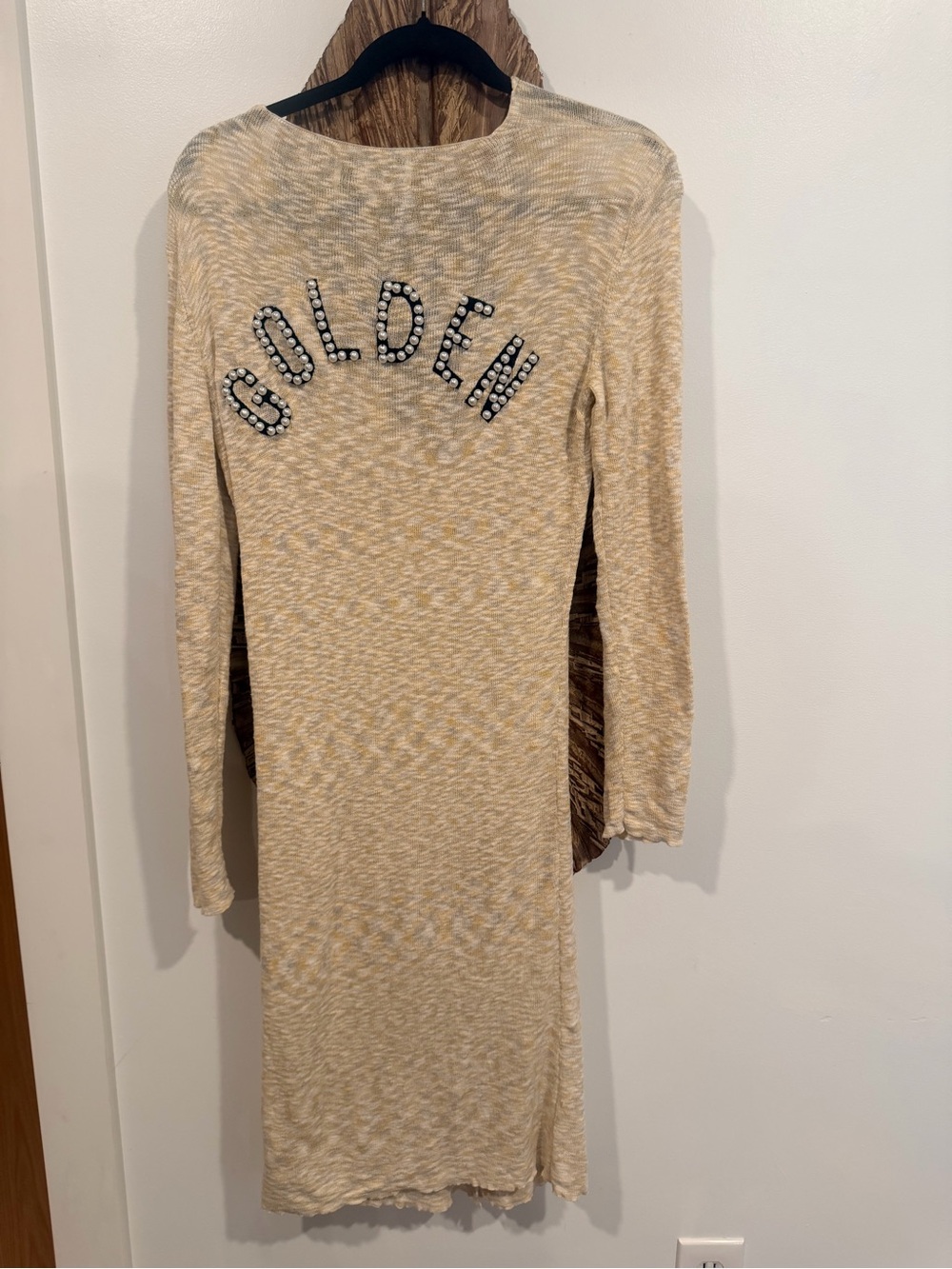 Wildfox Golden Embellished Yellow/Cream Long Button Up Cardigan